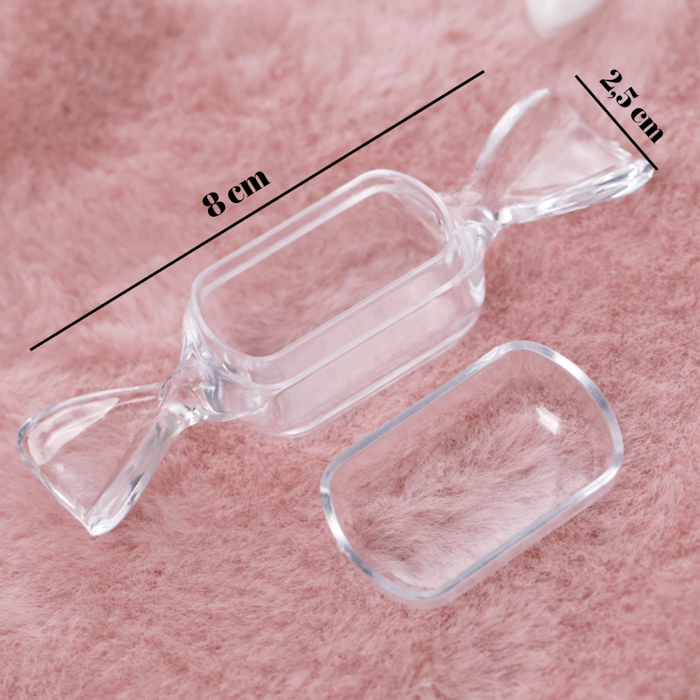 Set organizatoare bijuterii Salestore.ro®, Recipiente pentru obiecte mici precum bomboane, cercei, inele, medicamente, cutiute plastic transparente cu capac, 8 x 2, 5 cm