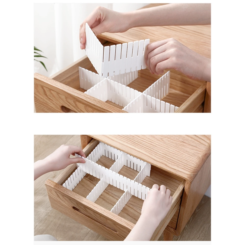 Set 4 separatoare pentru organizare sertare Salestore.ro®, Ajustabile manual, Plastic, 47 x 7 cm, Alb