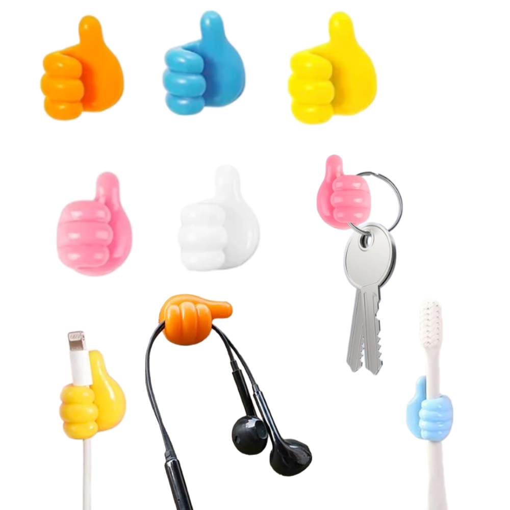 Set 5 Mini Suporturi Adezive din silicon pentru Ochelari, Cabluri, Chei Salestore.ro®, lipire banda autoadeziva, organizatoare multicolore, 2 x 0,6 cm