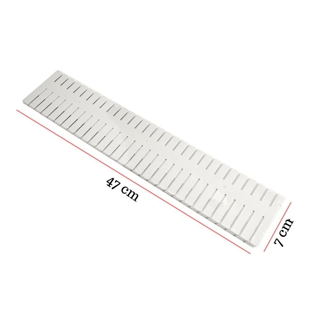 Set 4 separatoare pentru organizare sertare Salestore.ro®, Ajustabile manual, Plastic, 47 x 7 cm, Alb