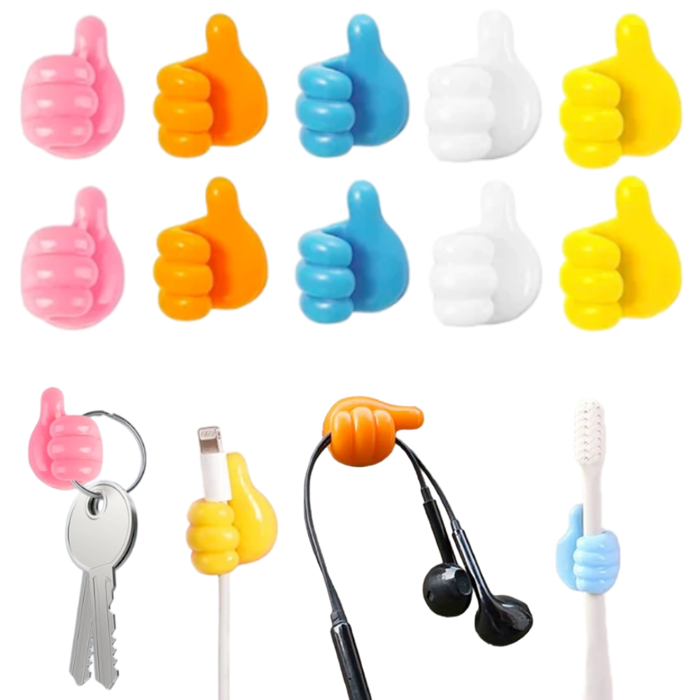 Set 5 Mini Suporturi Adezive din silicon pentru Ochelari, Cabluri, Chei Salestore.ro®, lipire banda autoadeziva, organizatoare multicolore, 2 x 0,6 cm