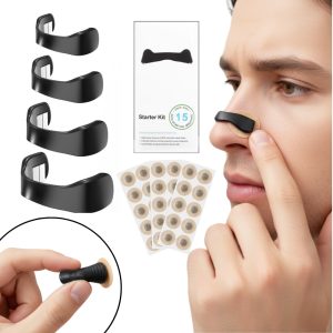 Dilatator nazal magnetic, antisforatit, set dilatator nazal confortabil, 4 benzi magnetice de marimi diferite, aplicator, 30 plasturi adezivi, potrivit pentru sport si activitati zilnice, Negru, Salestore2®