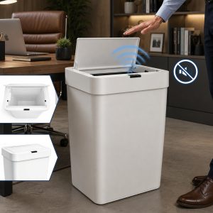 Cos de Gunoi cu Senzor 50L Salestore.ro®, Capac Automat, Inchidere Silentioasa, Fara Atingere, Rezistent la Apa IPX5,, Functionare pe Baterii, Design Slim