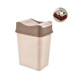 Cos de gunoi 10L, cu capac rabatabil Salestore.ro®, cos de gunoi bucatarie, baie, birou, compact 38.8 x 18.9 x 24.3 cm, Plastic, Maro-Bej
