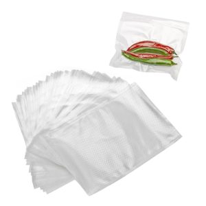 Pungi de vidat gofrate Salestore.ro® pentru aparat de vidat alimente, 100 buc cu dimensiunile 15 x 24, 5 cm, Rezistente, fara BPA, Transparente