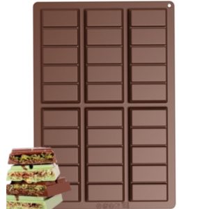 Forma silicon de ciocolata Dubai Salestore.ro® model: 6 forme ciocolata, 25 x 17 x1.3 cm, Bucurate si creaza DIY, Maro