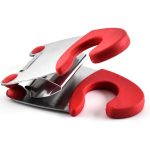 Suport Lingura Salestore.ro® pentru oala, Clema pentru ustensile Bucatarie din Otel inoxidabil, Rezistent la Caldura, Suport cu Maner anticoroziv, Rosu