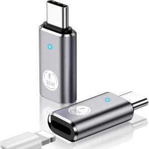 Adaptor de incarcare rapida si transfer de date 480 Mbps din Iphone- Laptop, conectori USB Type-C la Lightning Salestore.ro®, 35 W, Aliaj de aluminiu + PVC, Unidirectional, Argintiu