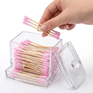 Organizator pentru betisoare cosmetice, Salestore.ro, transparent, 10x7x9 cm