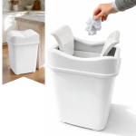 Cos de gunoi 35L, Alb cu capac rabatabil Salestore.ro®, Cos de gunoi pentru bucatarie, baie, birou, capac batant, Design Compact, 53 x 30 x 21 cm, Plastic